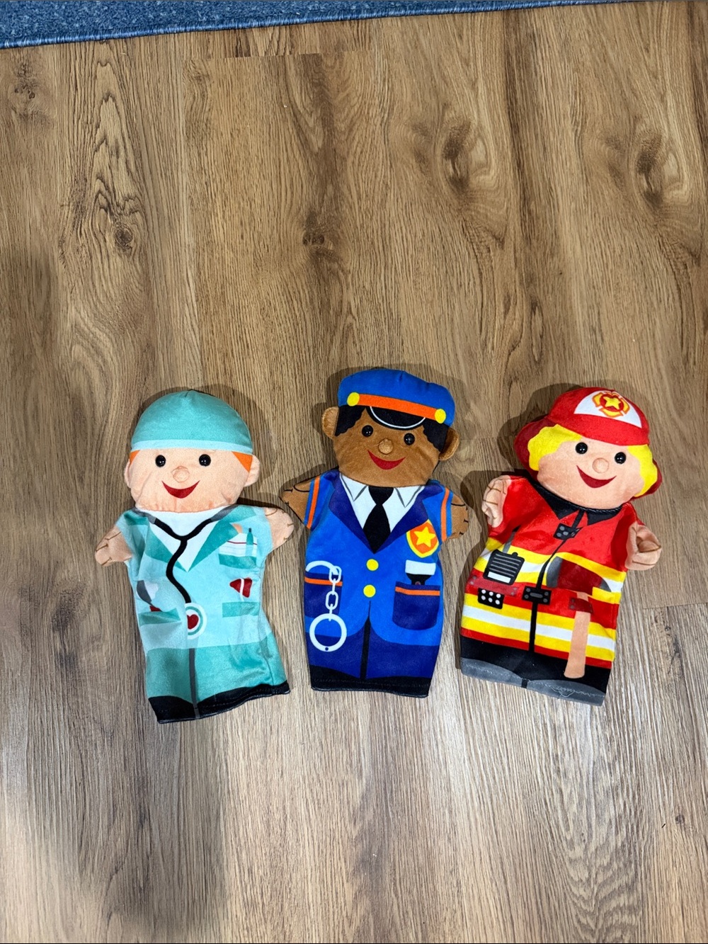 Melissa & Doug Plush Puppet Set - Teal, Blue, Red